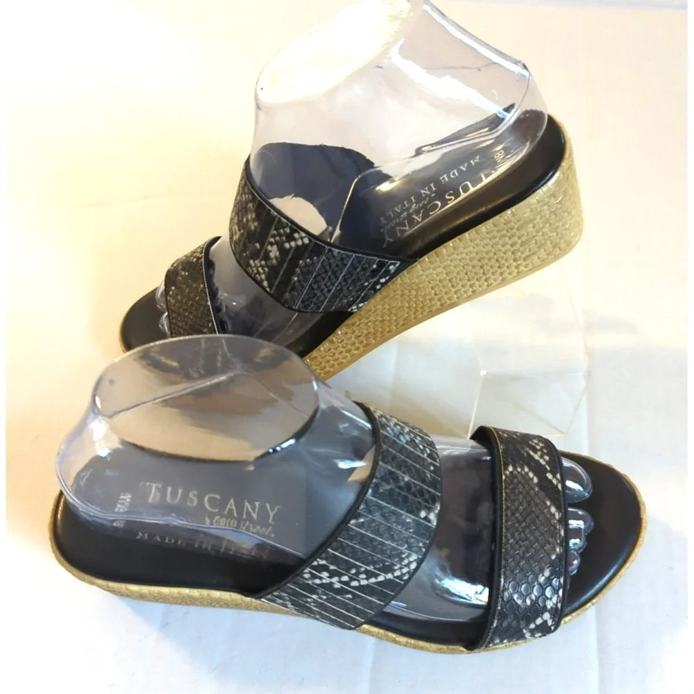Tuscany by Easy Street Sandals Women 8M Snake Skin Print Espadrille Easy Chic